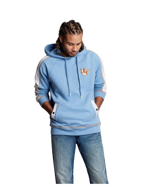 True Religion Blue Contrast Patch Pullover Hoodie for men
