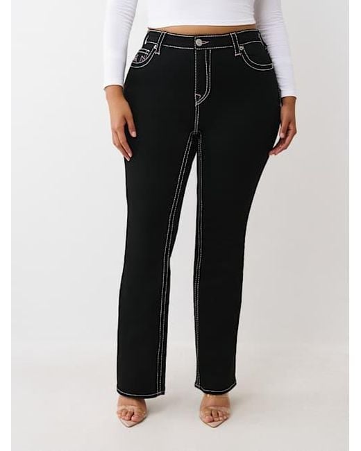 True Religion Black Plus Becca Mid Rise Big T Bootcut Jean