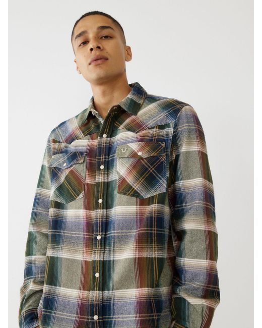 true religion plaid flannel shirt