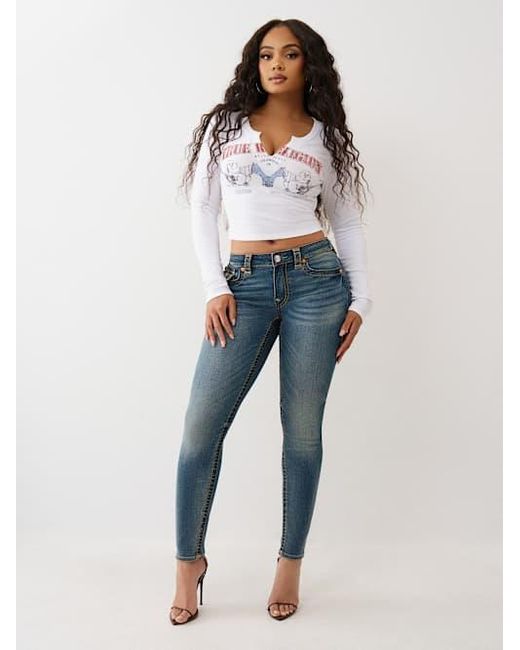True Religion Blue Jennie Mid Rise Super T Curvy Skinny Jean