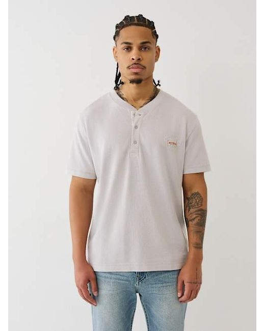 True Religion Mineral Patch Henley T-shirt in White for Men