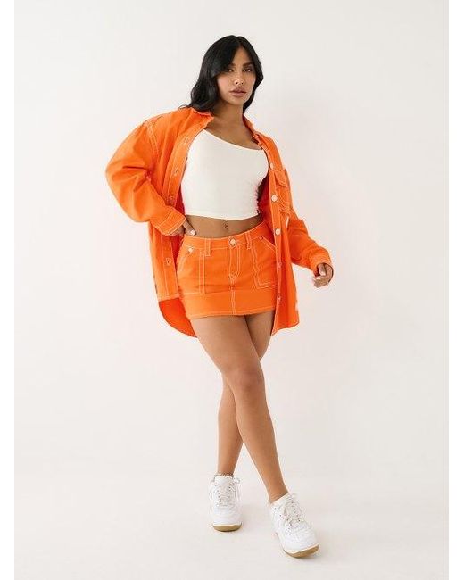 True Religion Orange Sadie Cargo Mini Skirt
