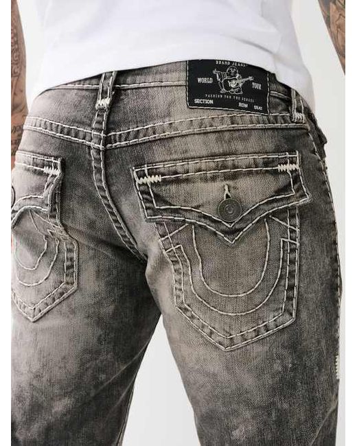 True Religion Gray Ricky Faded Super T Straight Jean for men