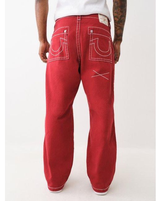 True Religion Red Frayed Big T Pant