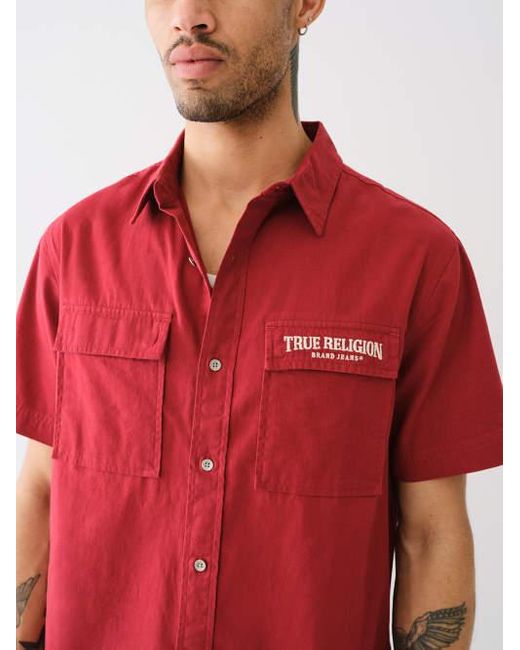 True Religion Embroidered Logo Utility Shirt for men