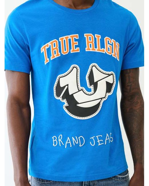 True Religion Blue Stitch Hs Puff Print Tee for men