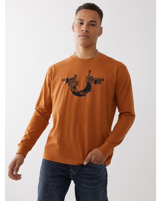 True Religion Long Sleeve Logo Tee in 