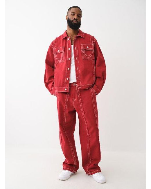 True Religion Red Frayed Big T Pant