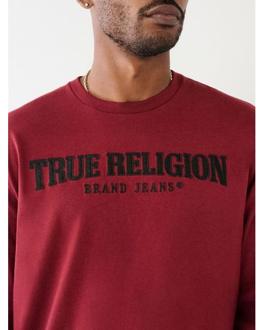 True Religion Red Long Sleeve True Logo Tee for men