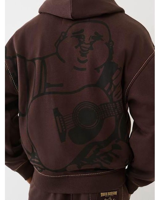 True Religion Brown Buddha Big T Zip Hoodie for men