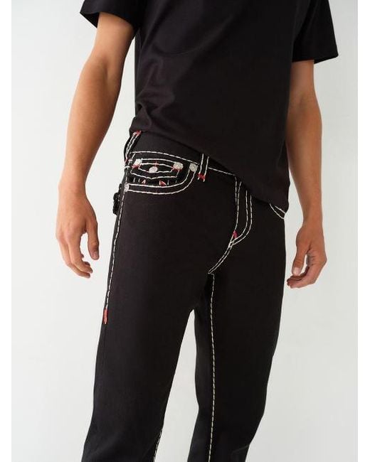 True Religion Black Ricky Double Raised Hs Super T Straight Jean for men