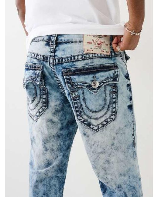 True Religion Blue Ricky Acid Wash Super T Straight Jean for men