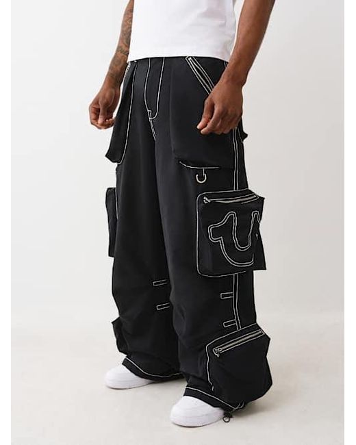 True Religion Black Mikey Big T Nylon Cargo Pant for men