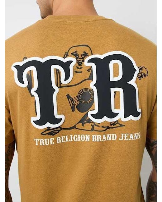 TRUE RELIGION Tr Buddha Puff Print T-shirt in Metallic for