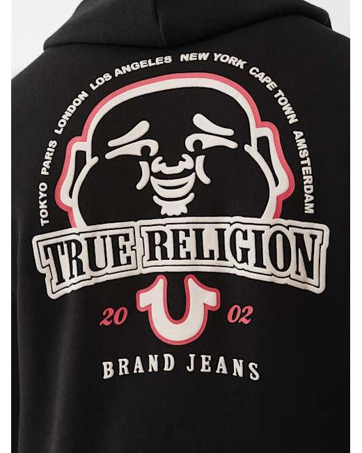 TRUE RELIGION Men's Black Sunrise Buddha Zip Hoodie