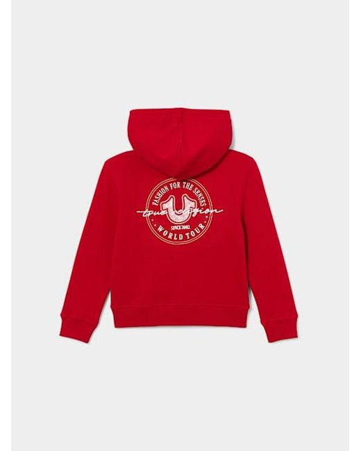 True Religion Red Girls Glitter Logo Zip Hoodie