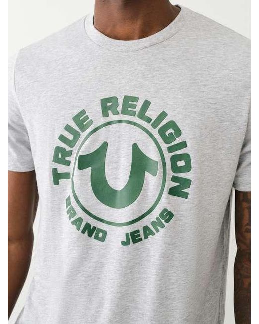 True Religion Gray Horseshoe Logo Crew Tee for men