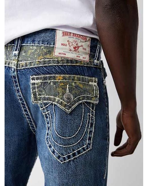 True Religion Blue Ricky Buddha Camo Super T Straight Jean for men