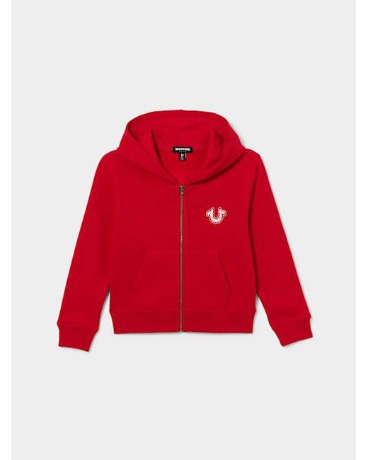 True Religion Red Girls Glitter Logo Zip Hoodie