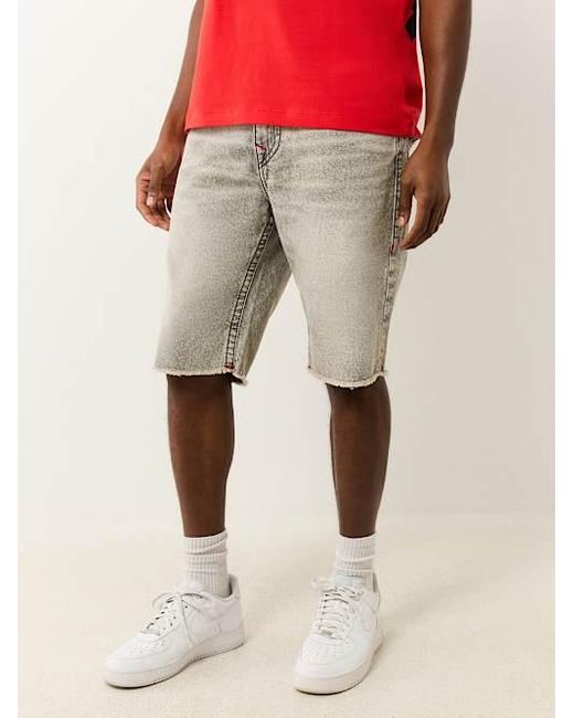 True Religion Natural Ricky Frayed Flap Denim Short