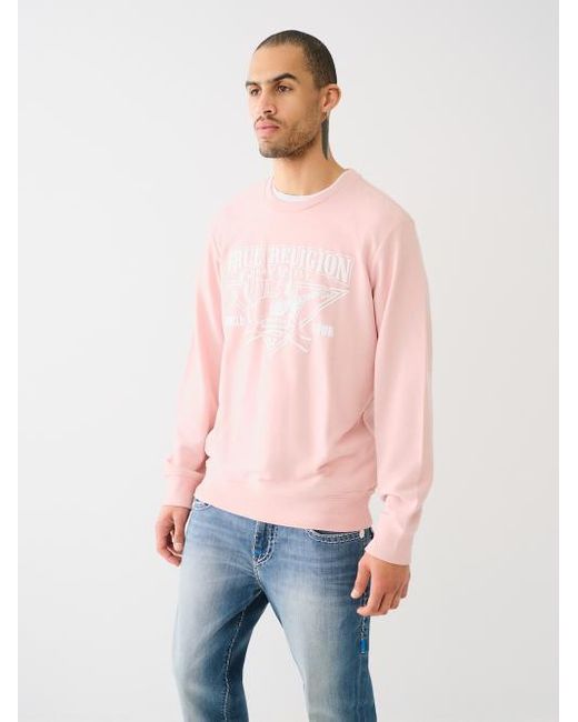 True Religion Pink Buddha Logo Sweatshirt for men