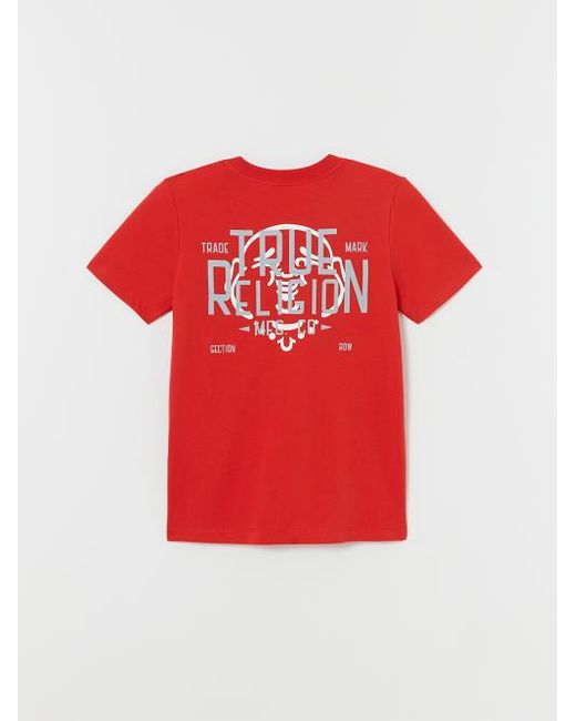 True Religion Red Boys Flocked Tr Buddha Logo Tee for men