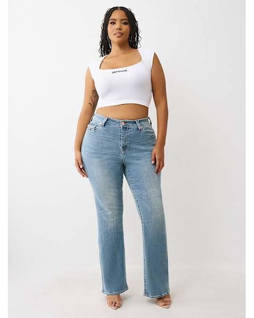 True Religion Blue Plus Becca Mid Rise Big T Bootcut Jean
