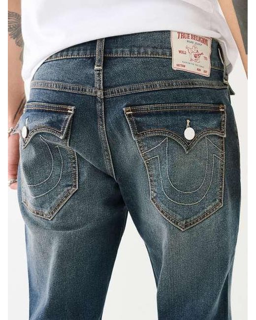True Religion Blue Ricky Single Needle Flap Straight Jean for men