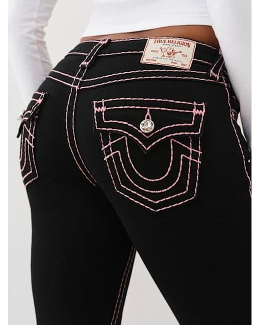 True Religion Black Becca Mid Rise Super T Bootcut Jean
