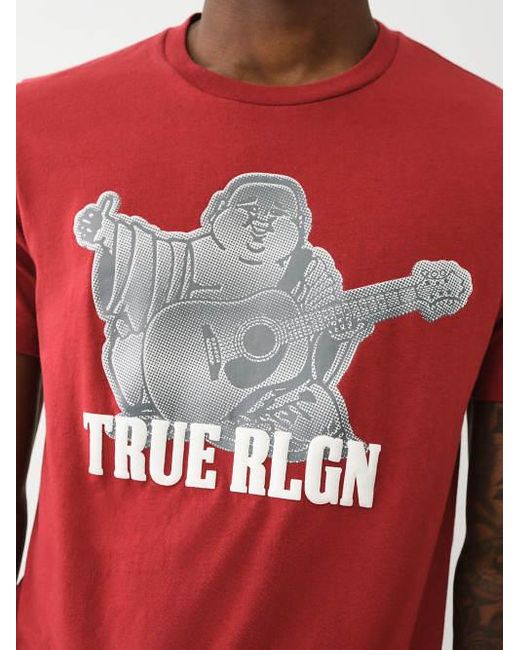 True Religion Red Dotted Buddha Logo Tee for men