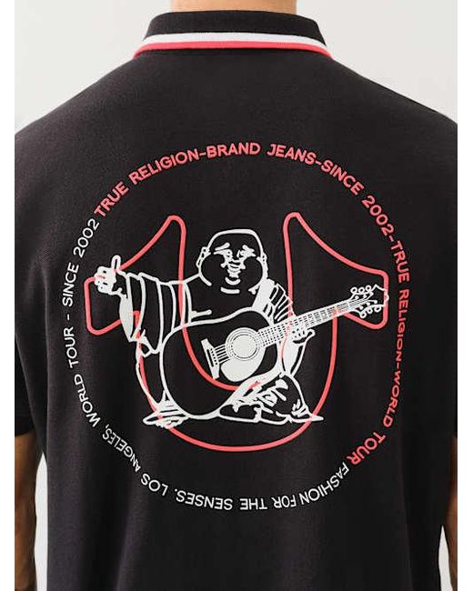 True Religion Black Relaxed Polo Shirt for men