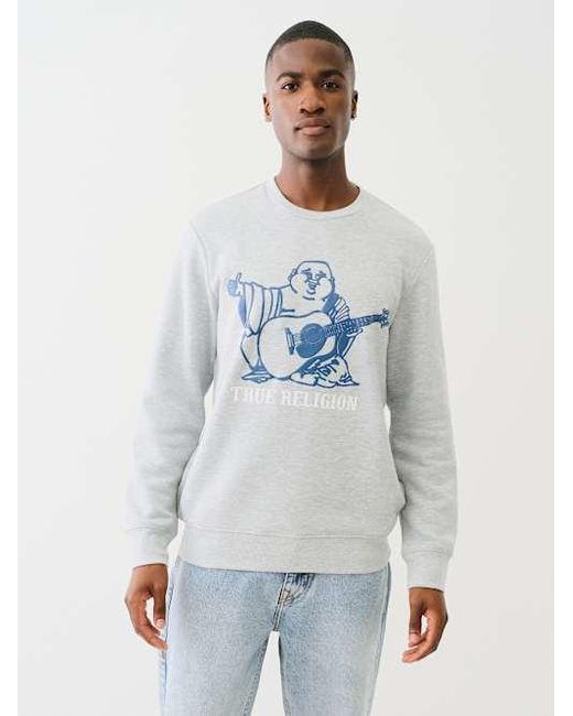 True Religion White Buddha Puff Logo Sweatshirt