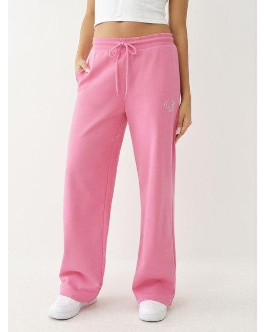True Religion Pink Crystal French Terry Sweat Pant
