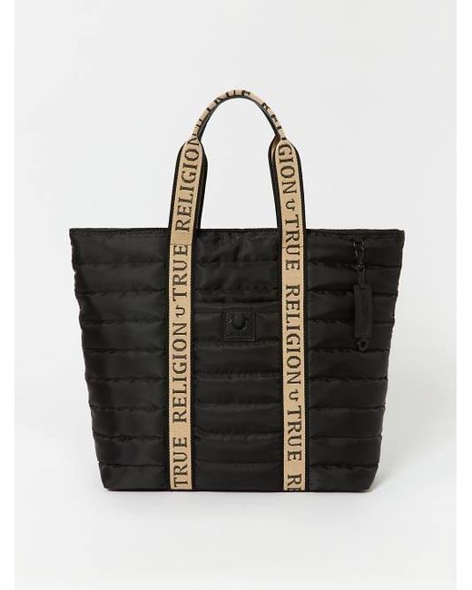 True Religion Black Quilted Tote Bag