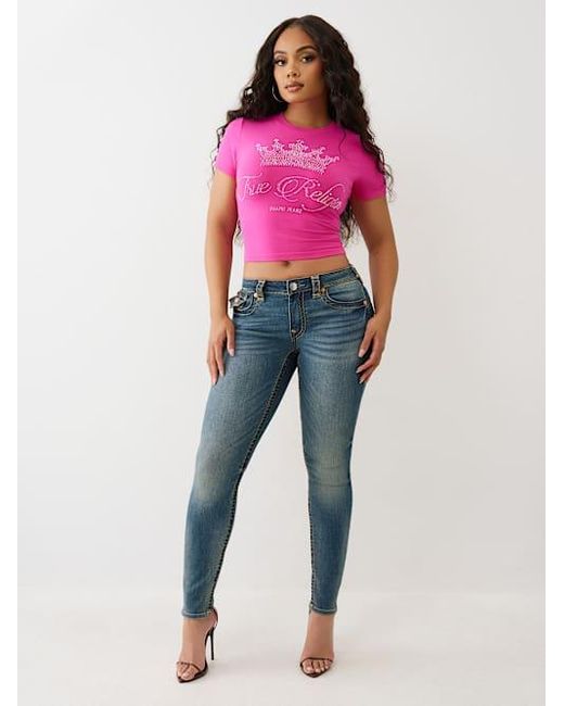 True Religion Pink Crystal Crown Logo Baby T-shirt