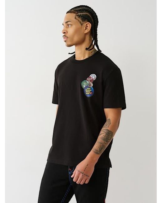 True Religion Black Logo Pins Heavyweight T-shirt for men