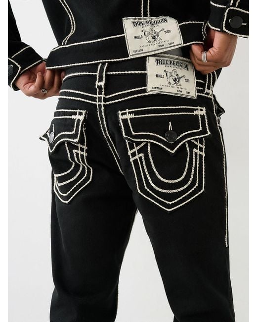True Religion Ricky Rope Stitch Straight Jean in Black for Men Lyst