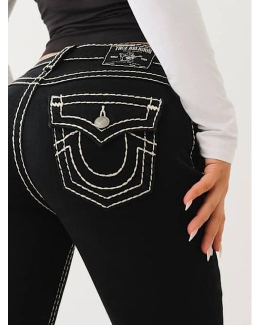 True Religion Black Joey Super T Low Rise Flare Jean