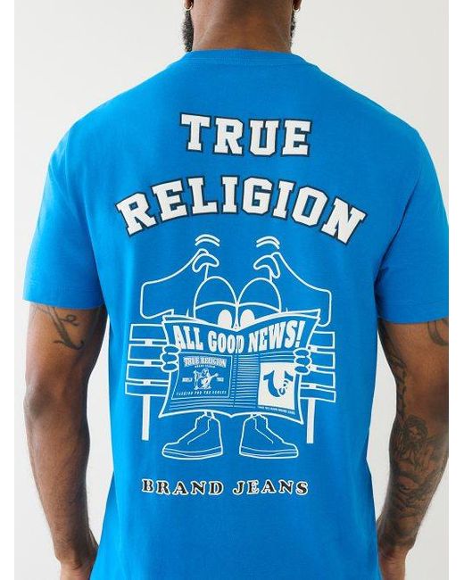 True Religion White Hs Puff Print News Tee for men