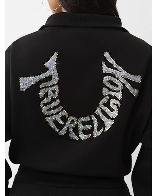True Religion Black Script Logo Half-zip Pullover