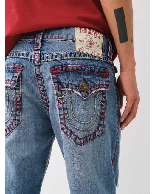 True Religion Blue Ricky Distressed Super T Straight Jean for men