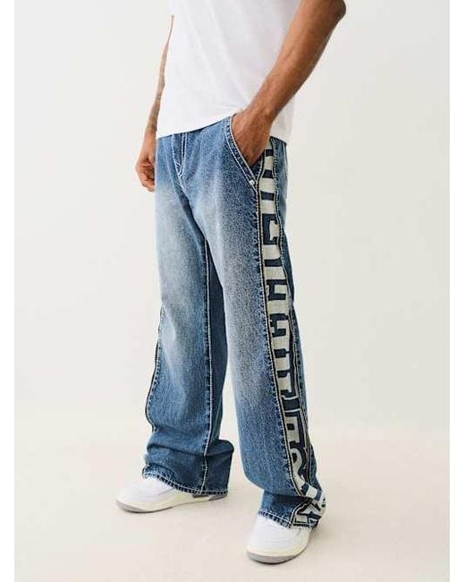 TRUE RELIGION RICKY BIG T デニムパンツ TRUE RELIGION Ricky Big T Zip Straight Jean in Blue | Lyst