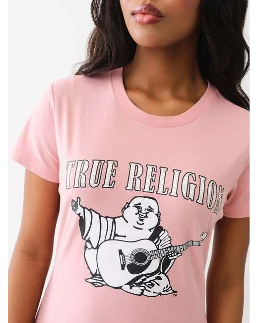 True Religion Gray Crystal Buddha Logo Tee