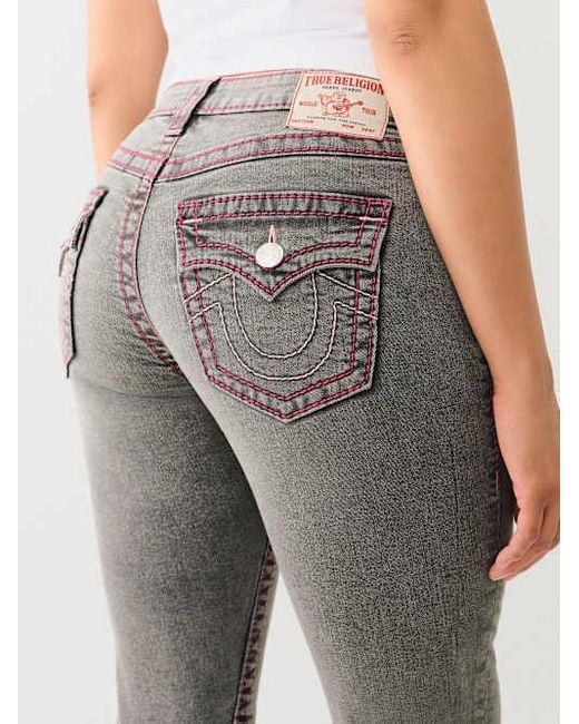 True Religion Gray Jennie Twisted Inseam Big T Curvy Skinny Jean