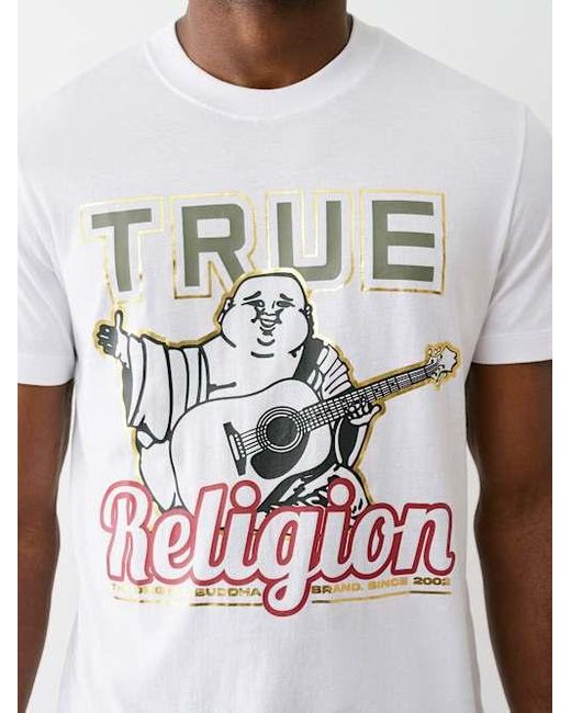 True Religion White Metallic True Buddha T-shirt for men