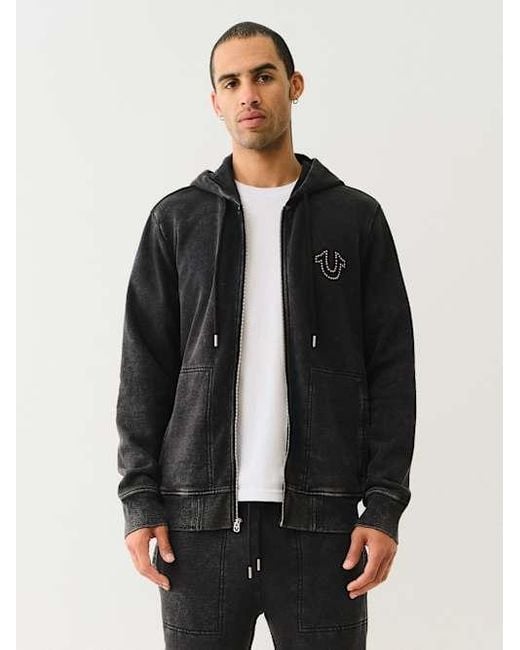 TRUE RELIGION Studded Logo Zip Hoodie in Black for Men | Lyst TRUE RELIGION Studded Logo Zip Hoodie in Black for Men | Lyst
