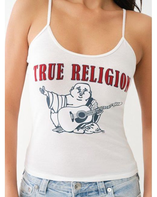 True Religion White Vintage Flocked Logo Cami