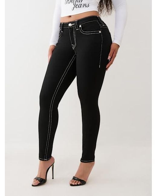 True Religion Black Jennie Mid Rise Curvy Skinny Jean