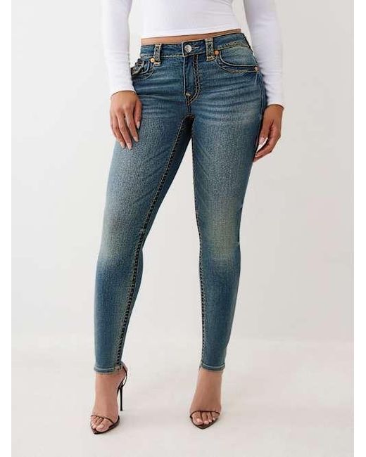 True Religion Blue Jennie Mid Rise Super T Curvy Skinny Jean