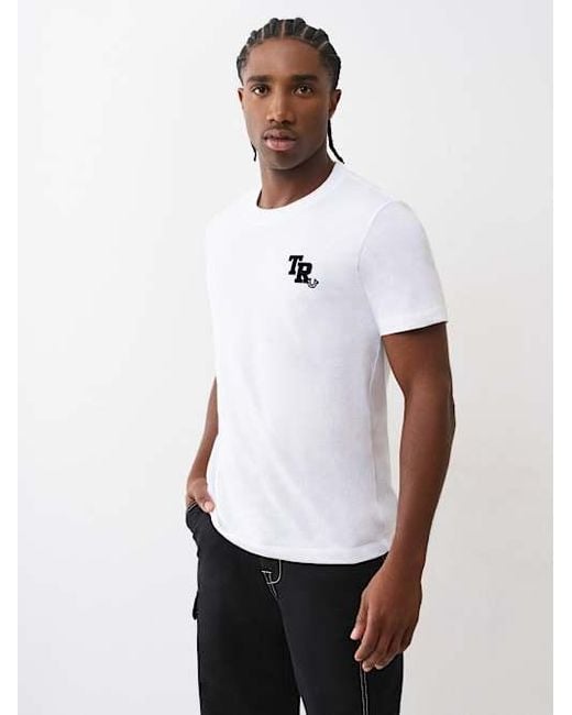 True Religion White Flocked Logo T-shirt for men
